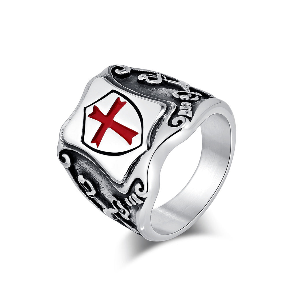 Men's Cross Eastward Legion Shield Titanium Steel Rings