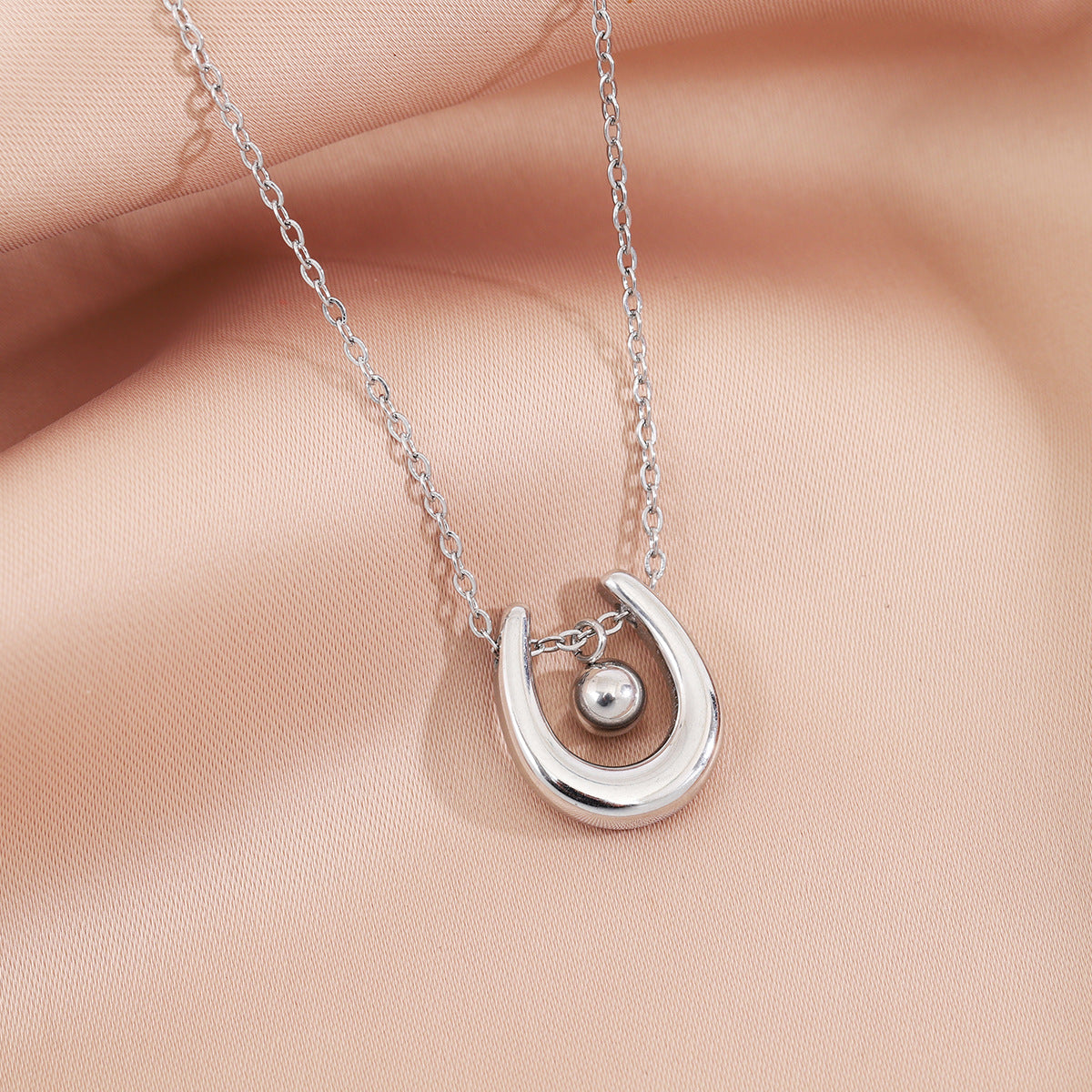 Women's Gold Cross Chain Golden Balls U-shaped Necklaces