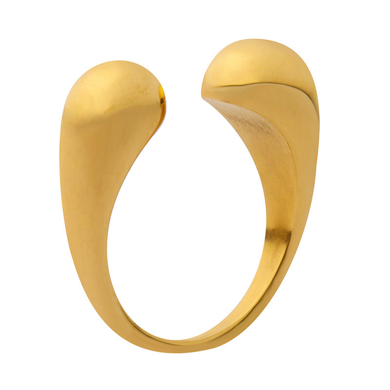 Women's Fashion Titanium Steel Gold Plated Color Retaining Ornament Rings
