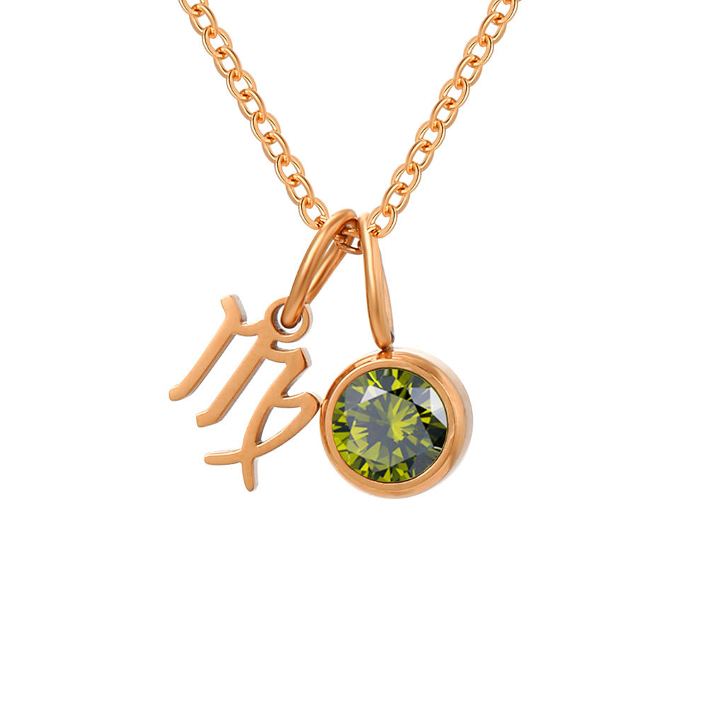 Women's Birthstone Twee Constellation Light Luxury Color Pendants