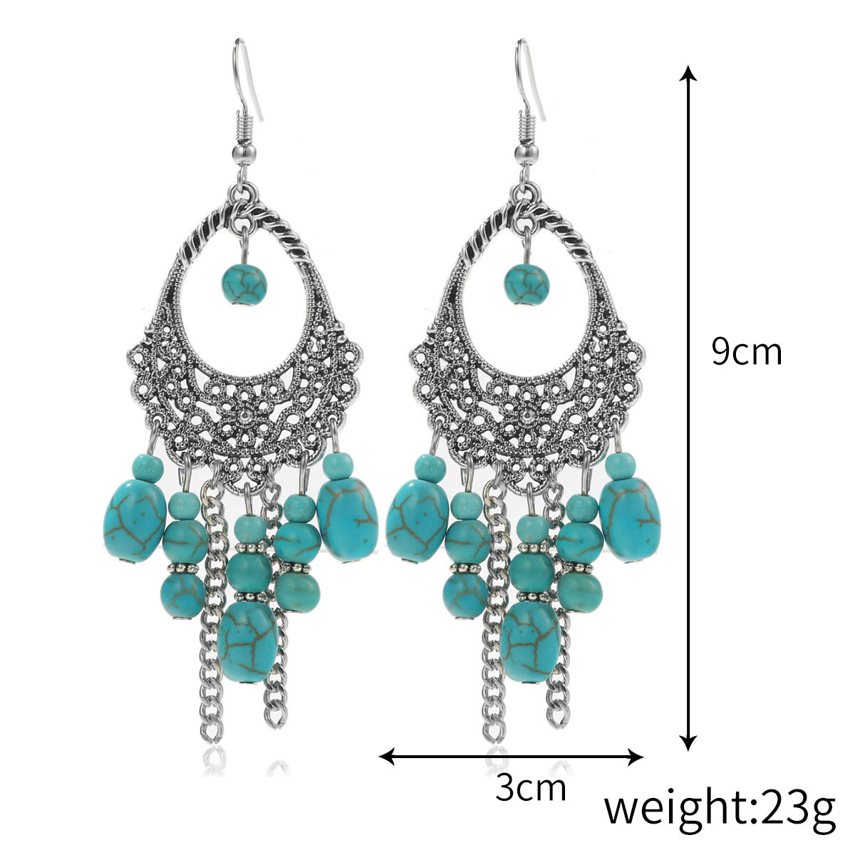 Ethnic Style Turquoise Suit Bohemian Vintage Rings