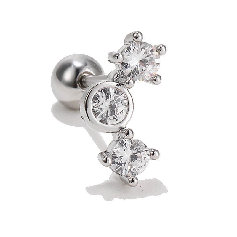 Women's Loving Heart Zircon Flower For Niche Design Ear Bone Earrings