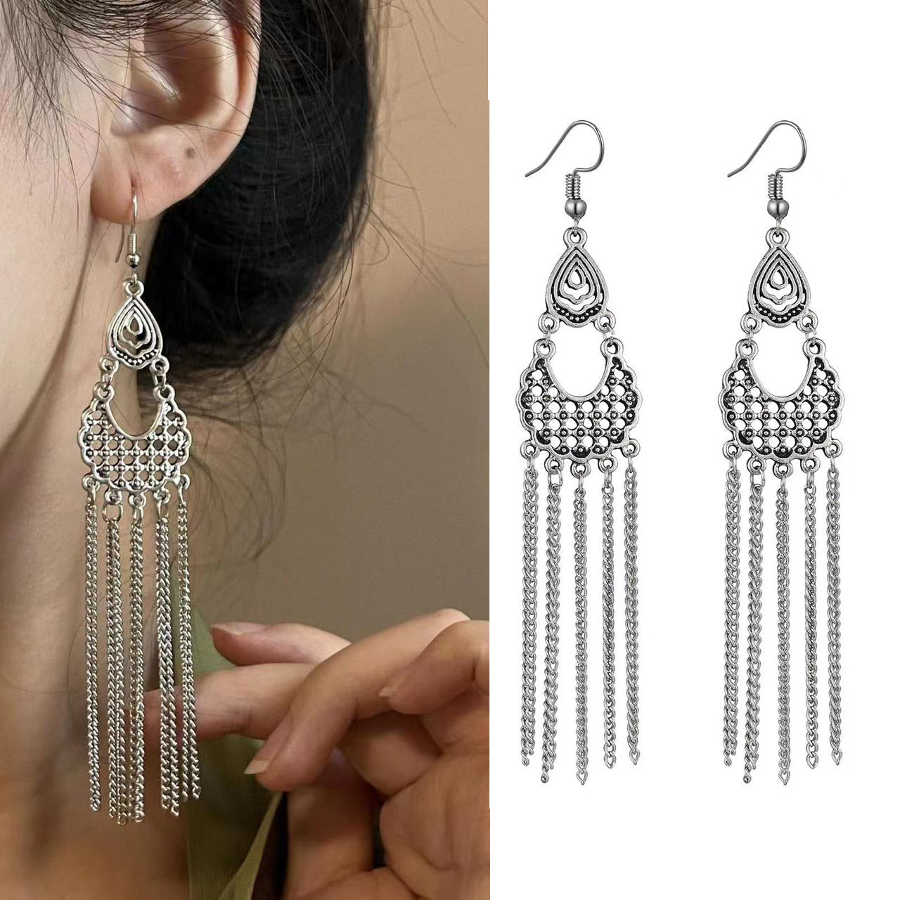 Exotic Retro Artistic Classical Dignified Ear Hook Hollow Earrings