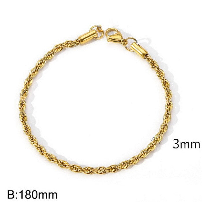 Women's & Men's Popular Simplicity Gold Stainless Steel Hemp Bracelets