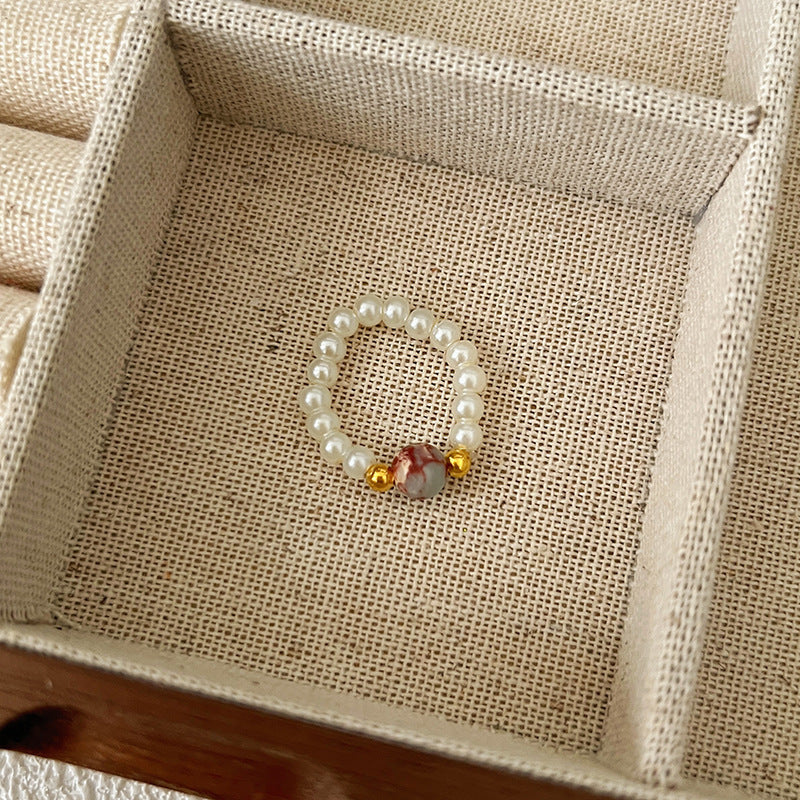 Beads Niche Design Advanced Finger Light Luxury Rings