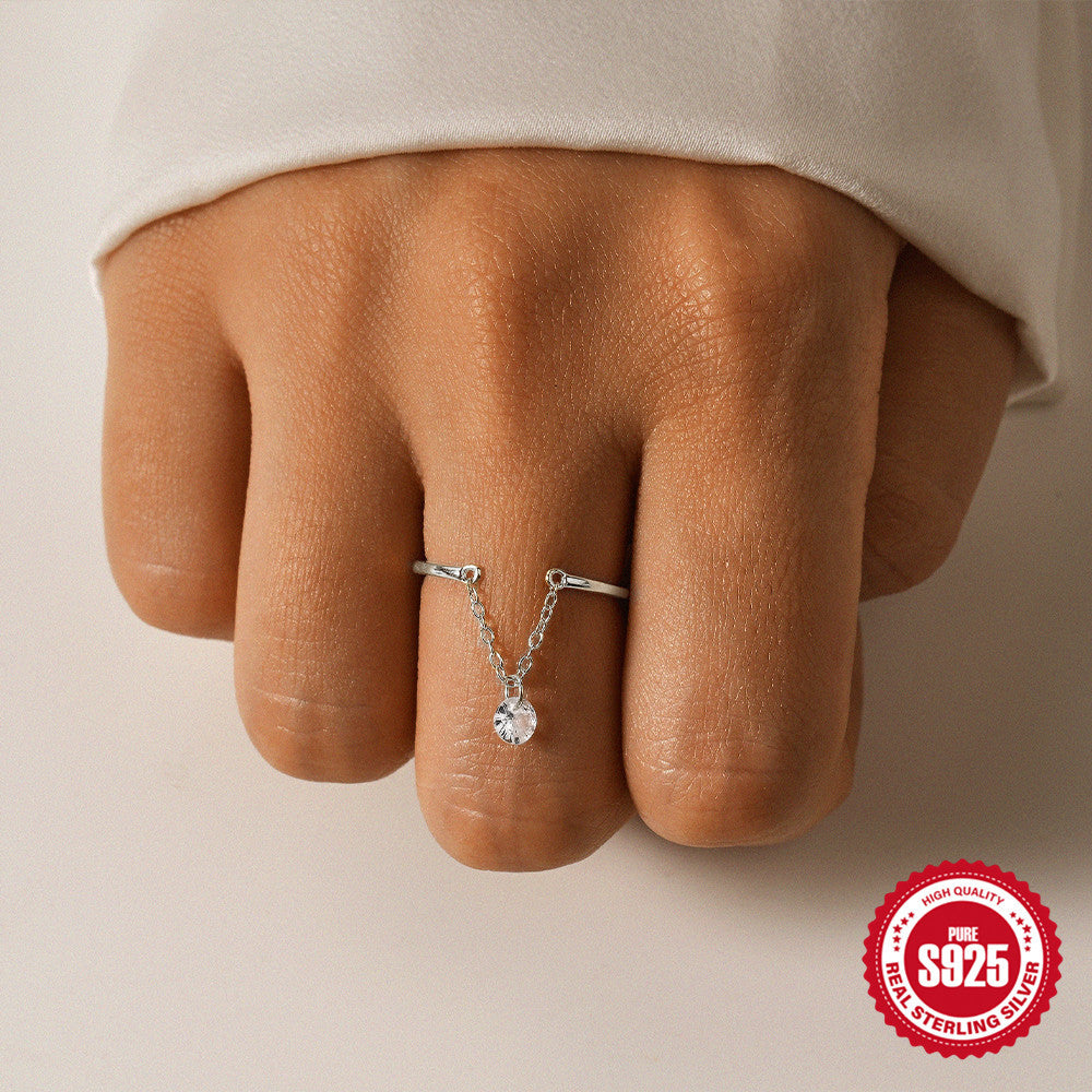 Chain Opening Adjustable Single Diamond Index Finger Stylish Rings