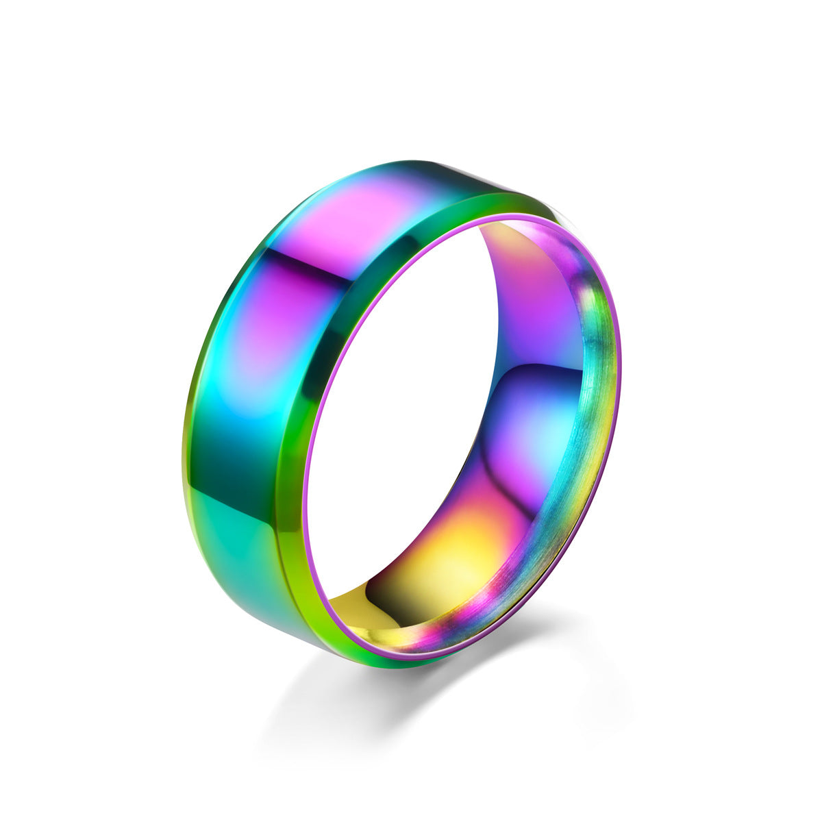 Steel Titanium Ornament Simple Glossy Mirror Rings
