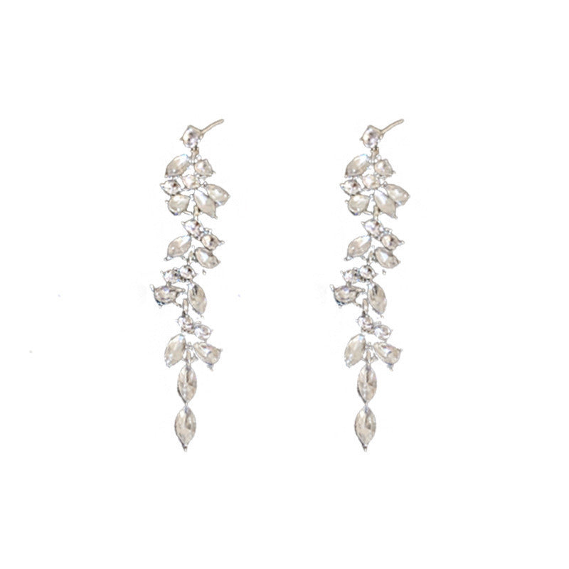 Light Luxury High-grade Sier Pearl Temperament With Perfect Tassel Earrings
