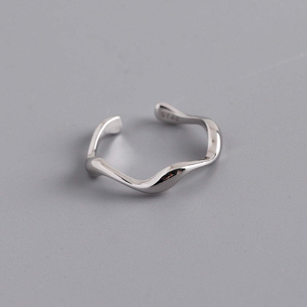 Women's Affordable Luxury Style Corrugated Sterling Sier Open Rings