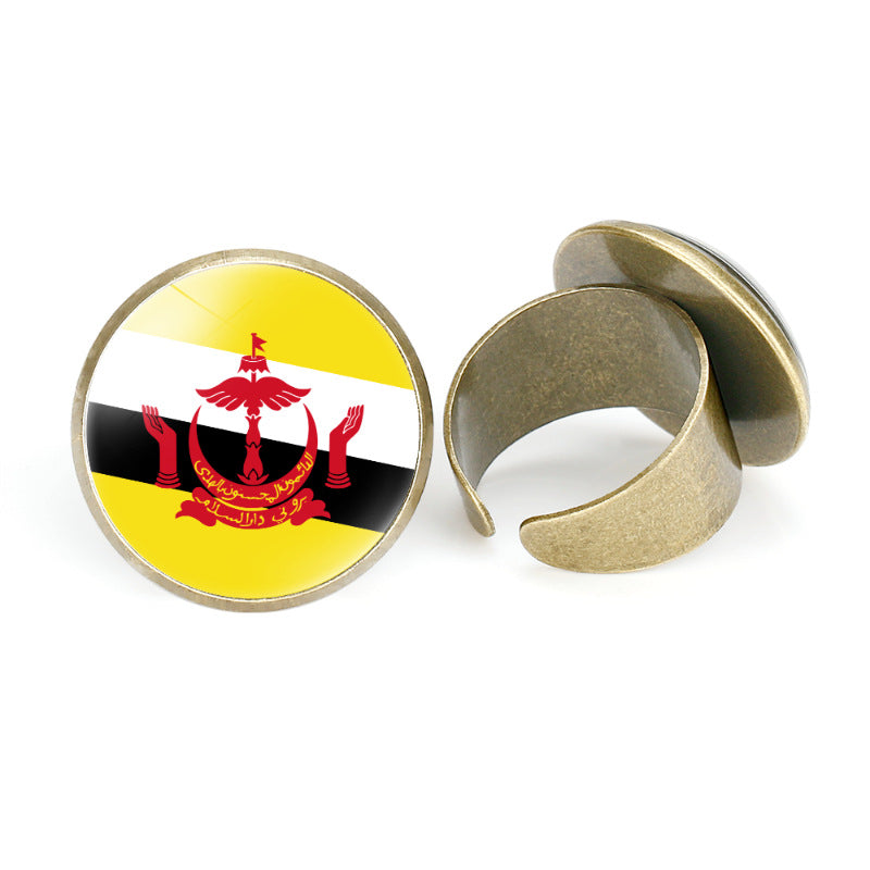Asian Flags Vintage Open Bahrain Turkey Rings