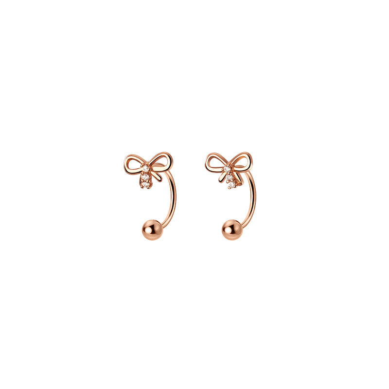 Women's Love Lodge Sterling Sier Bow Thread Ear Hooks Simple Earrings