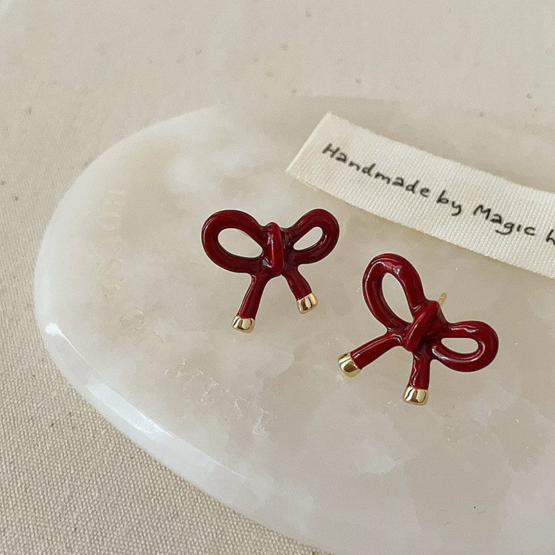 Women's Red Dripping Salt Water Knot Love Heart Small Rings