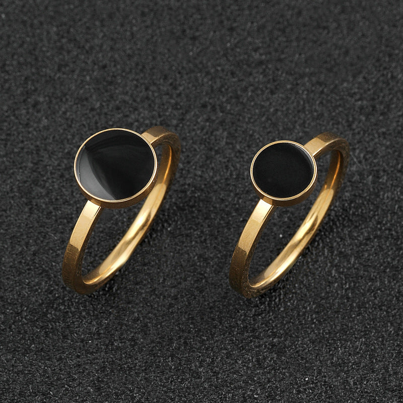 Women's Style Stainless Steel Ornament Welding Round Size Rings