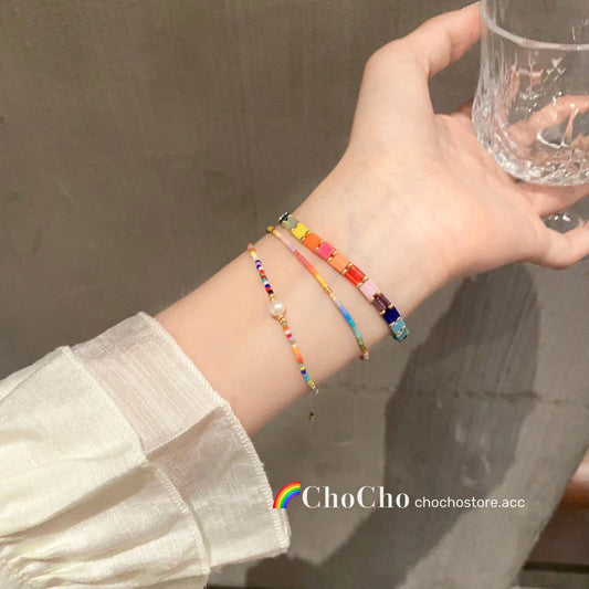 Summer Rainbow Color Dopamine Wear Design High-grade Personality Girlfriends Bracelets