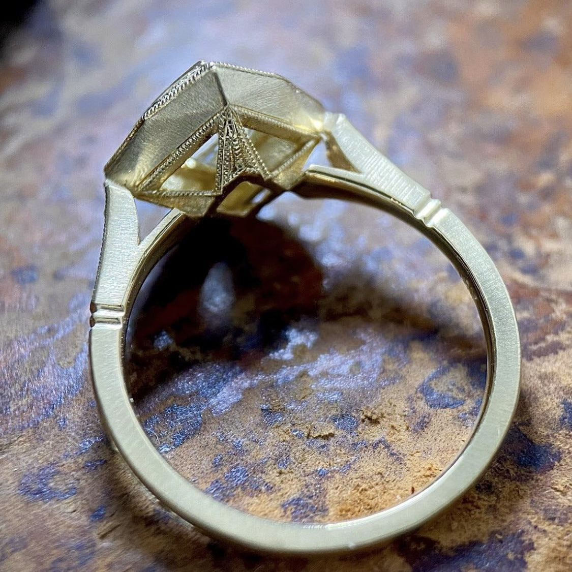 Women's Fashion Style Hand-made Gold-plated Inlaid Square Rings