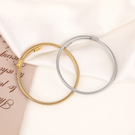Women's & Men's Metal Twist Bangle Adjustable Universal Accessories Bracelets