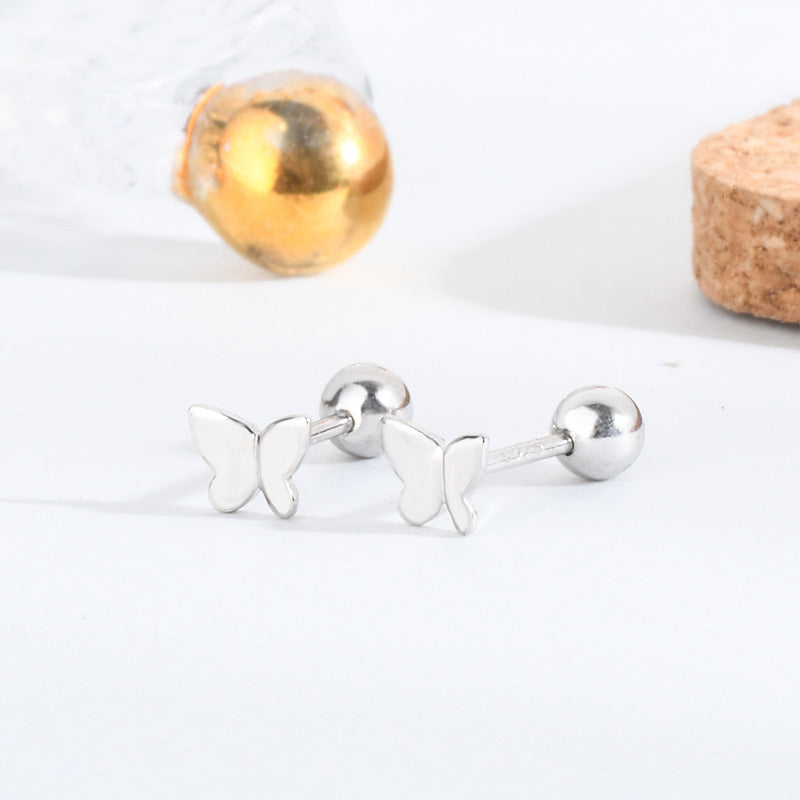 Butterfly Screw Kind Of White Fungus Earrings