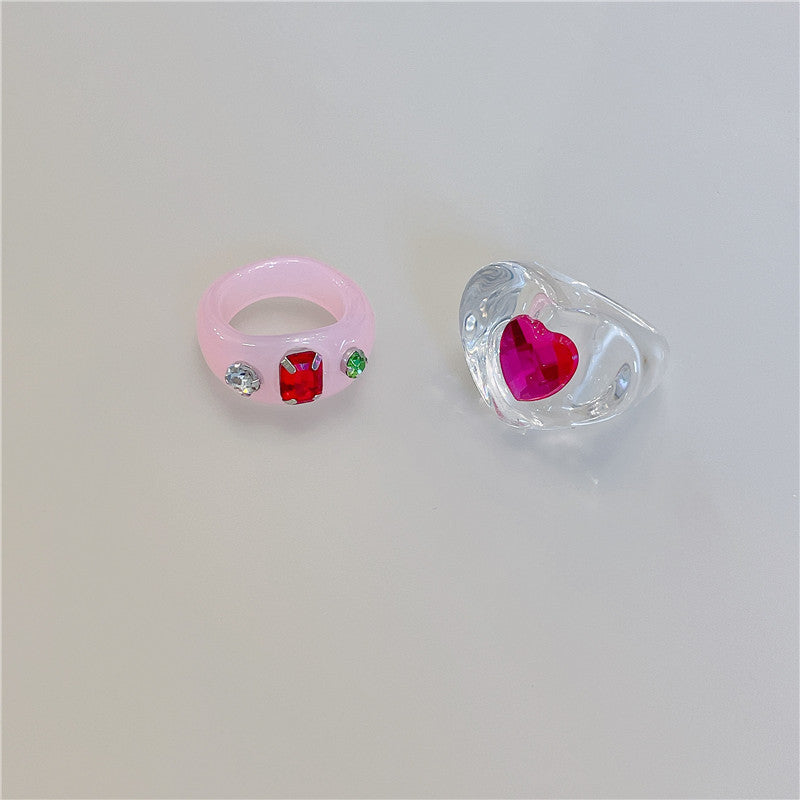 Retro Square Acrylic Geometric Resin Cold Wind Rings