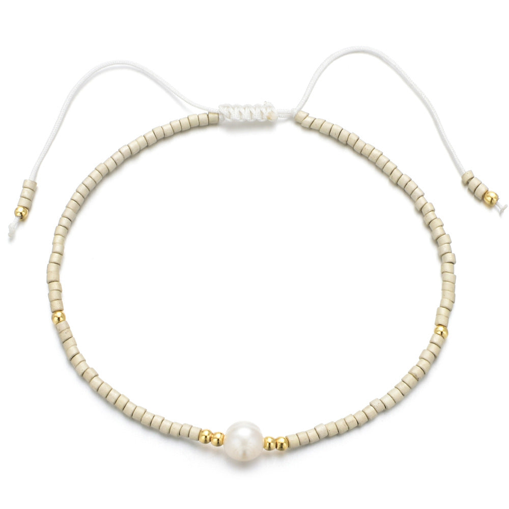 Single Japonica Rice Beads Female Adjustable Bracelets