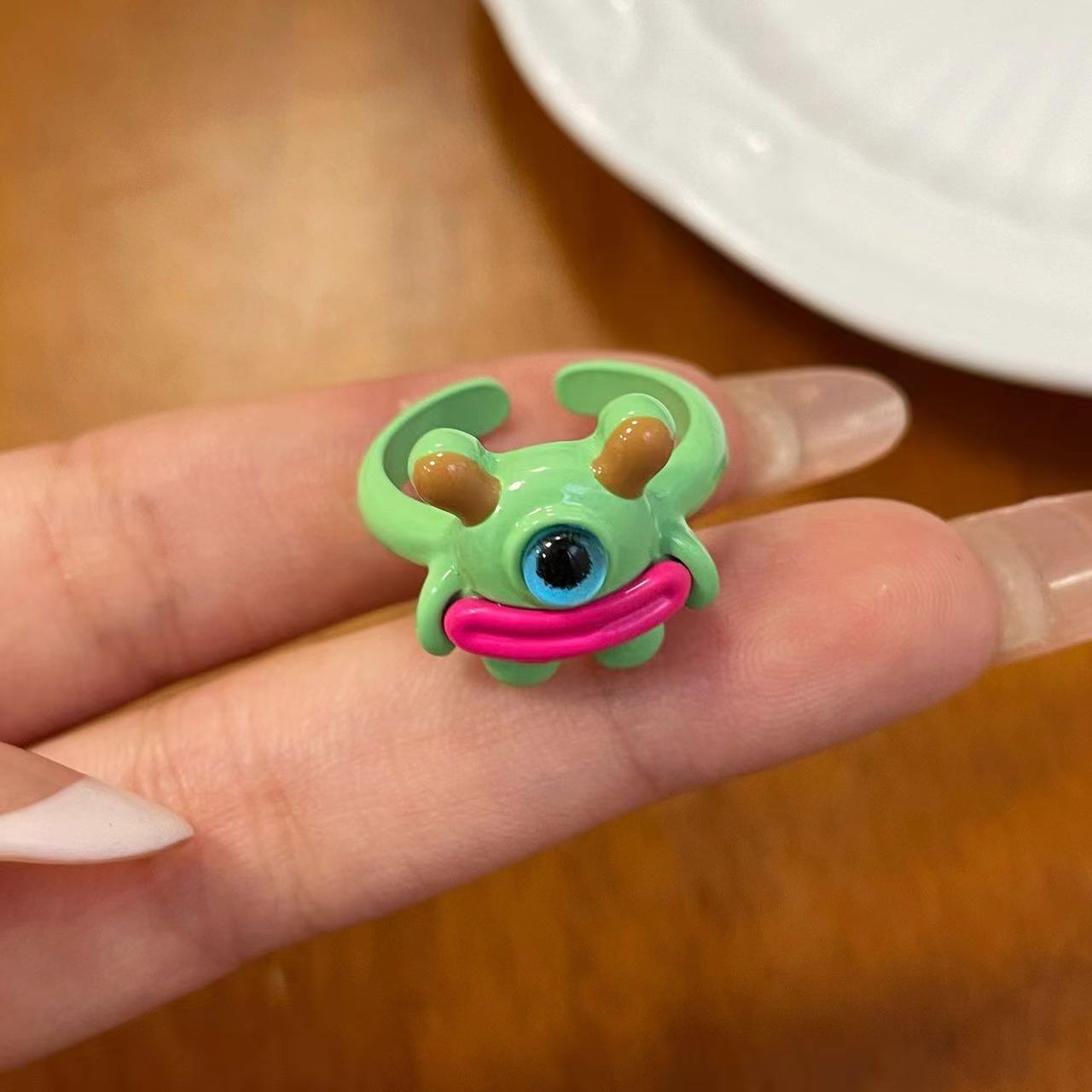 Dripping Open Personality Sausage Mouth Funny Little Monster Rings