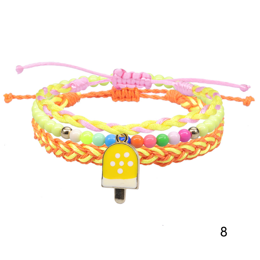Dessert Series Woven Colorful Beads Wax Bracelets