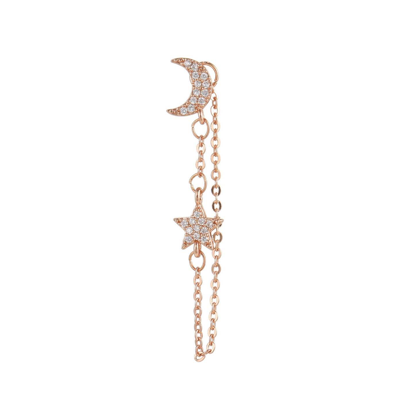 Reel Chain Real Gold Ear Screw Twist Ball Earrings