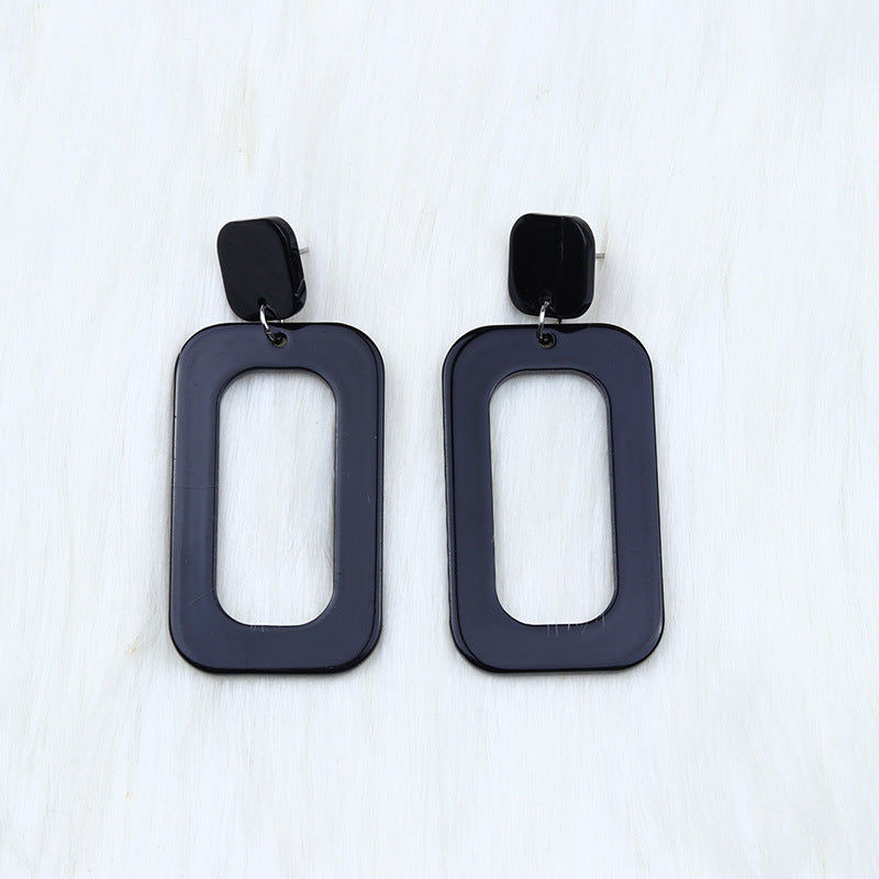 Women's Rectangular Hollow Ear Fashion Simple Personality Fluorescent Color Rings