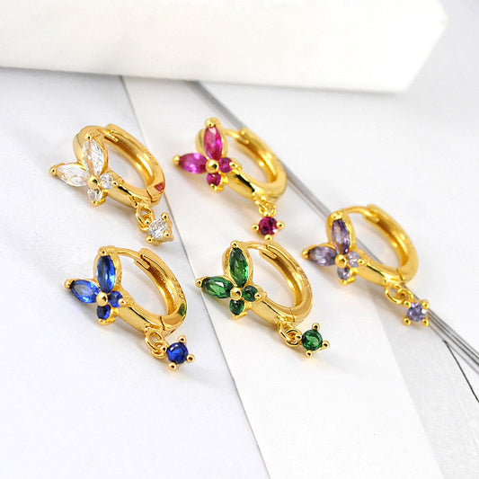 Women's Colorful Zircon Butterfly Ear Clip Fashion Earrings