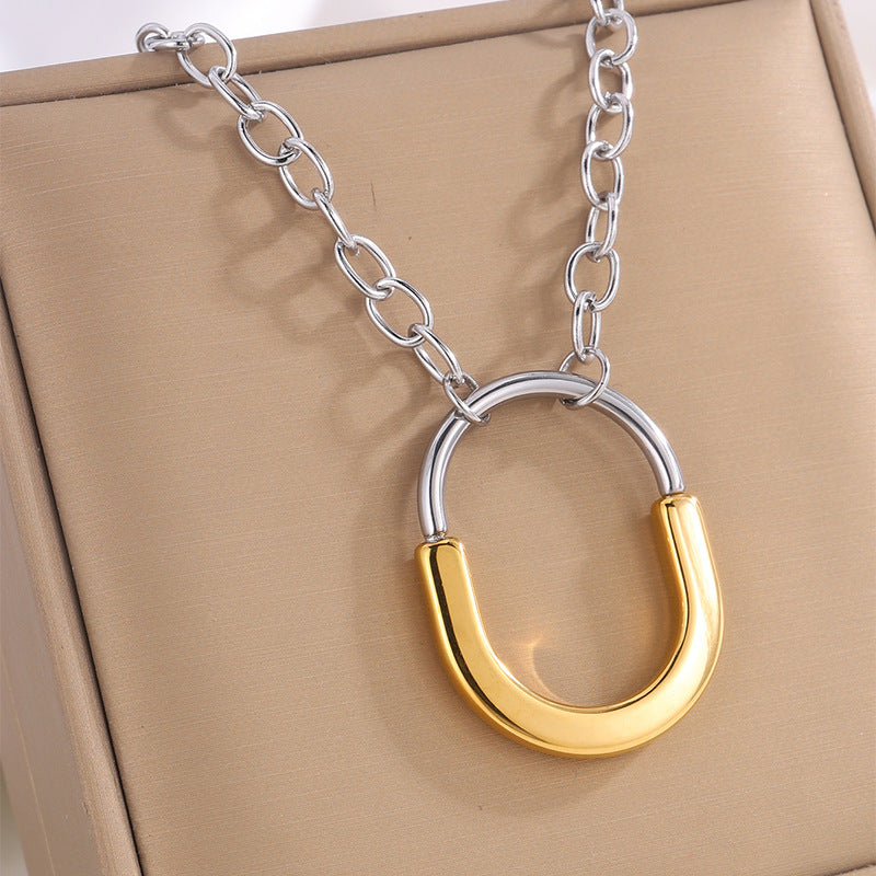 Design Titanium Steel Golden Lock Personalized Necklaces