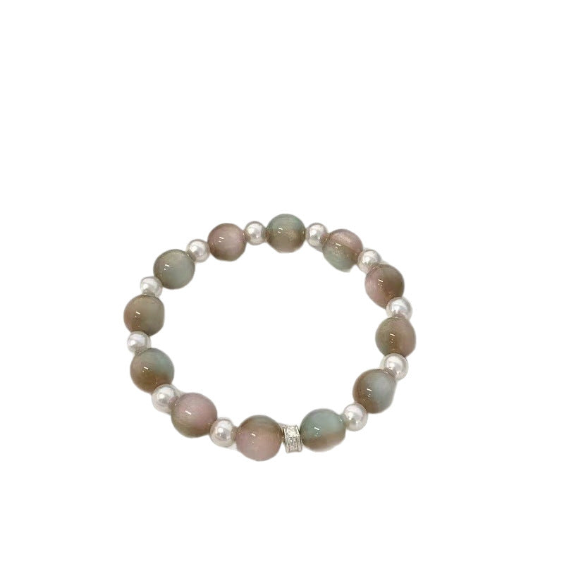 Rose Toffee Handmade Beaded Design Thin Glittering Chinese Single Circle Bracelets