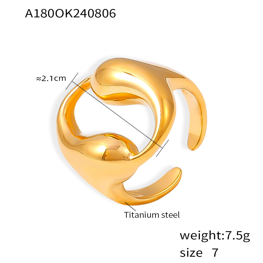 Water Drop Hollow Round Titanium Steel Rings