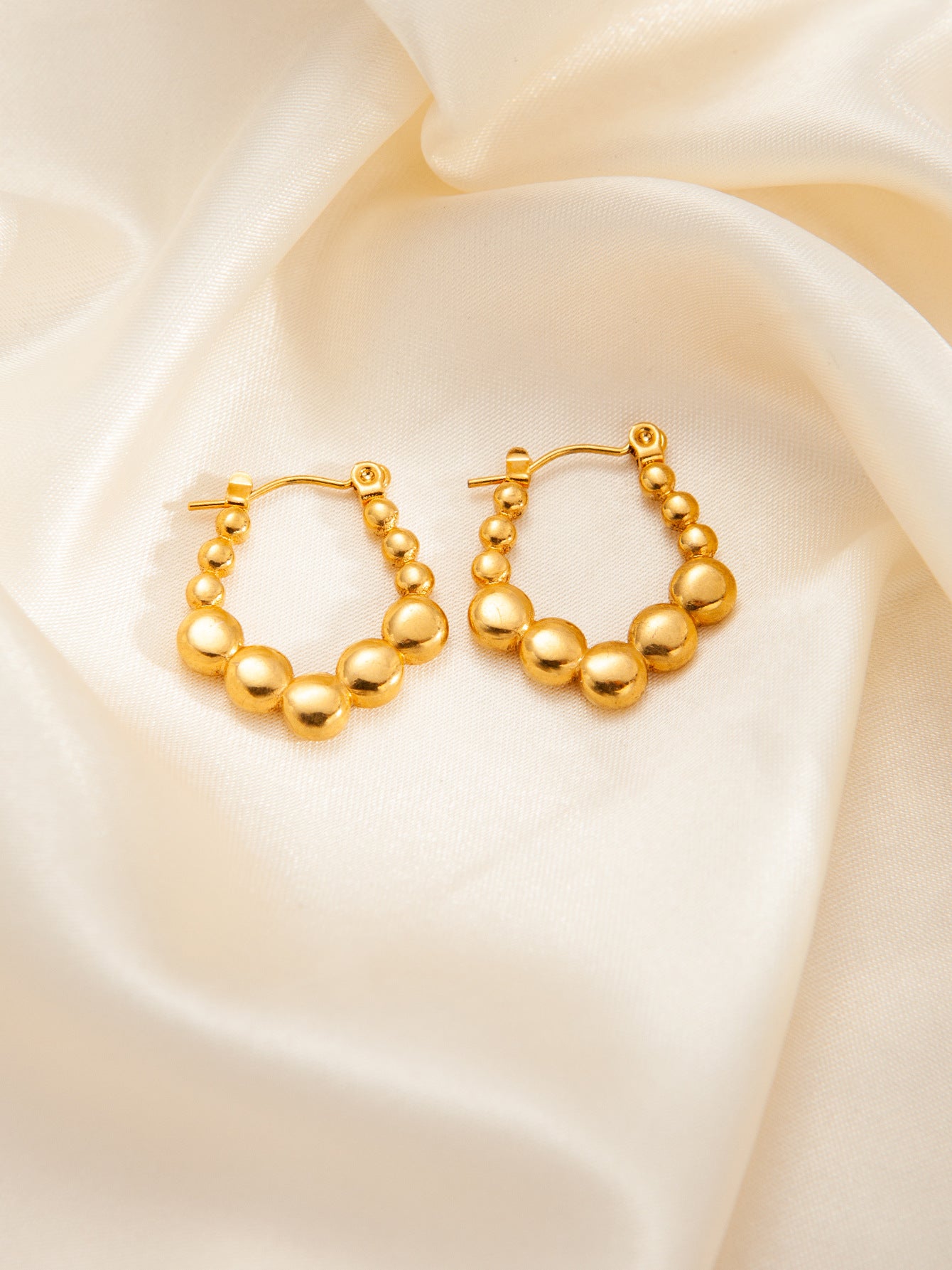 Stainless Steel Ginkgo Leaf Petals Golden Earrings