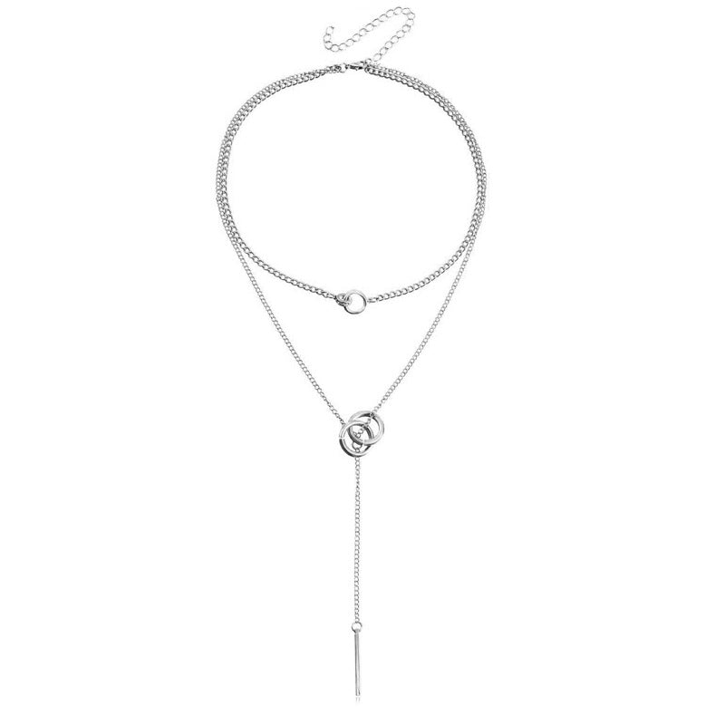 Trendy Cool Double Clavicle Chain Tassel Necklaces