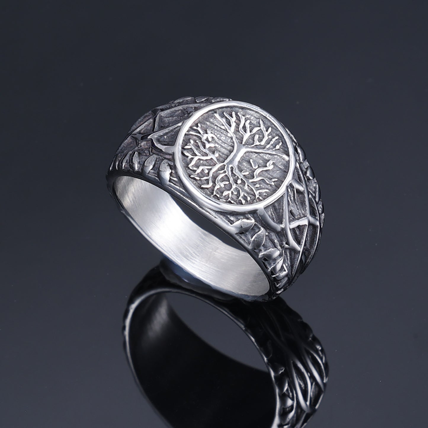 Viking Style Lucky Tree Vine Stainless Rings