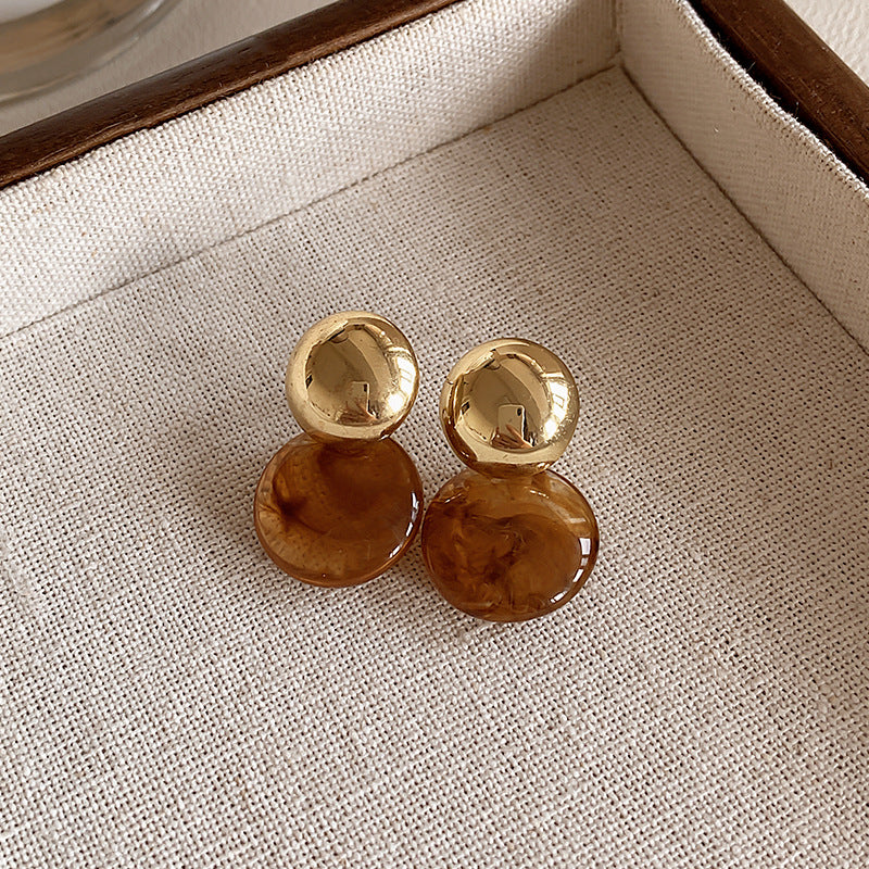 Women's French Retro Amber Elegant Design High-grade Earrings