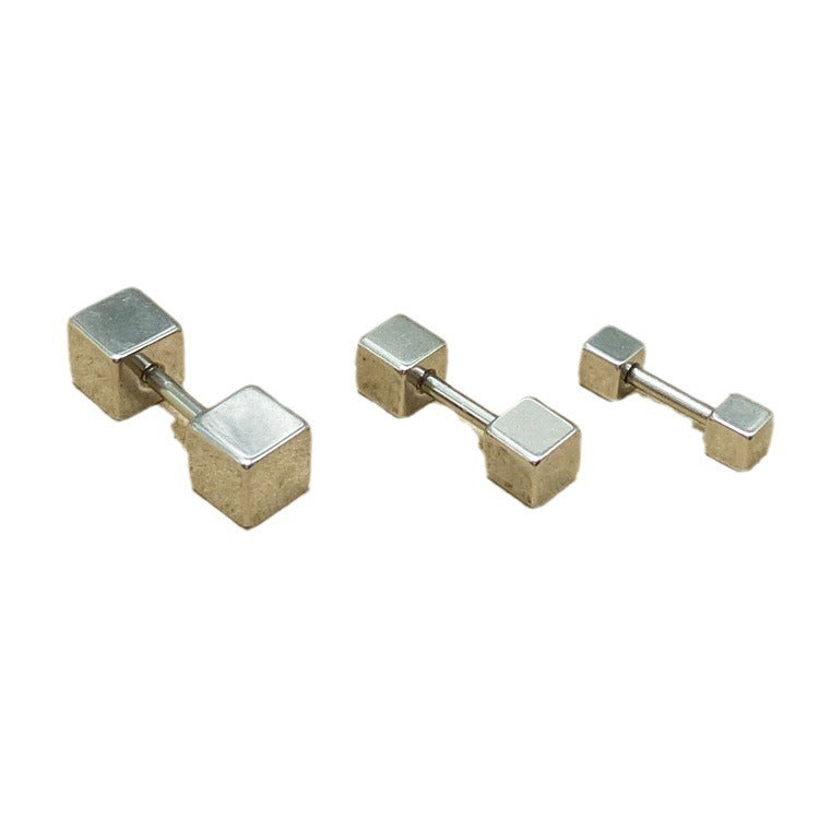 Men's Fashion Korean Style Cube Titanium Steel Ear Earrings