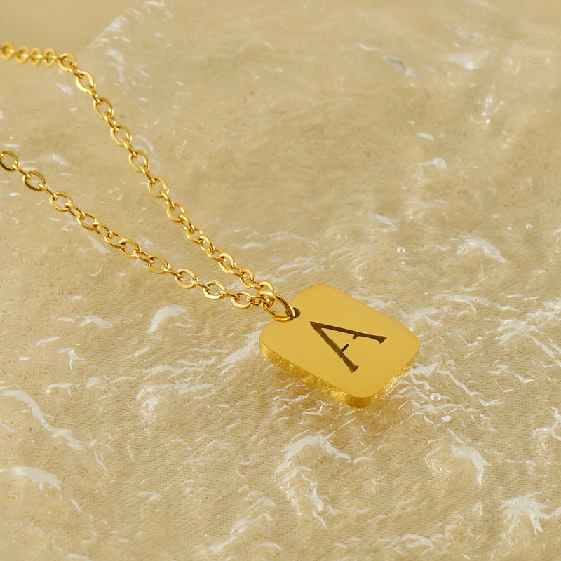 Women's Titanium Steel Letter Square Fashion English Necklaces