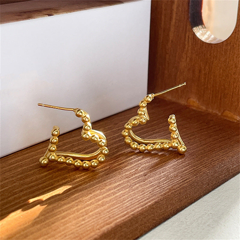 Women's Double Layers Loving Heart For Niche Temperament Irregular Retro Earrings