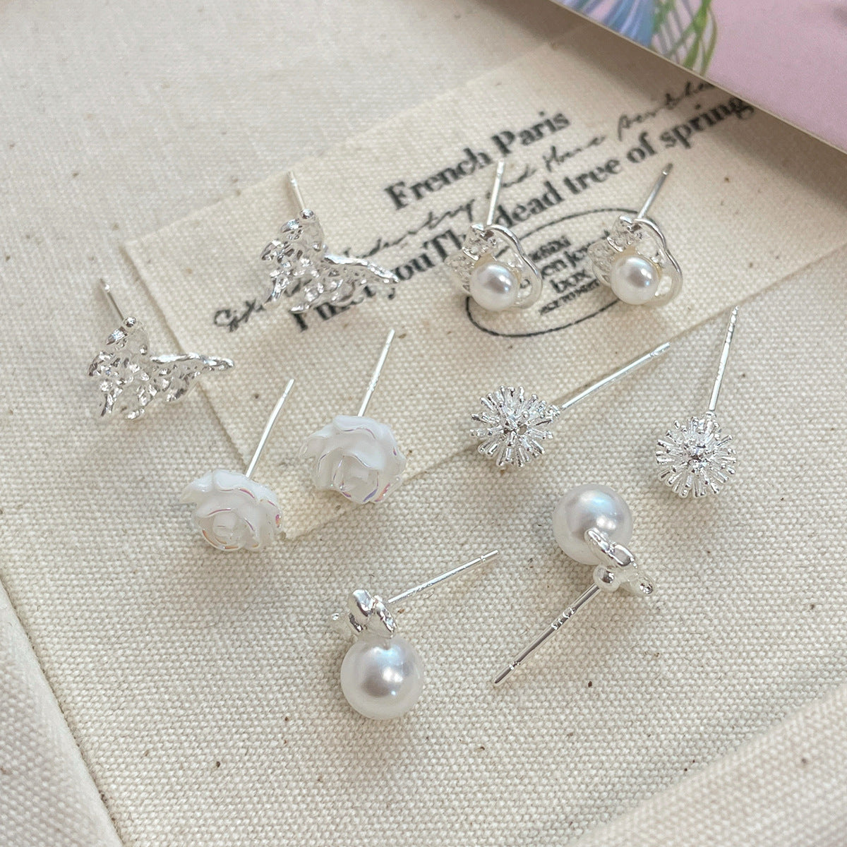 Bowknot Week Female Sier Needle Niche Earrings