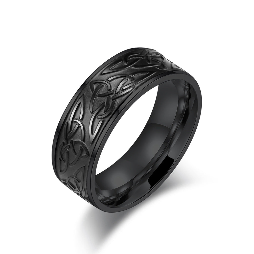 Men's Nordic Celtic Triangle Knot Titanium Steel Stainless Rings