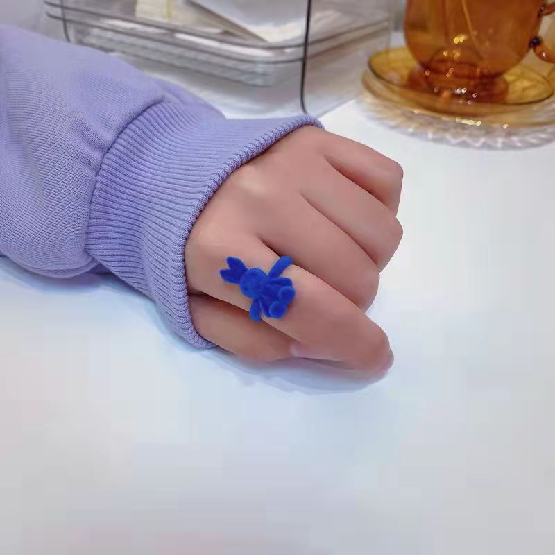 Flocking Bear Open Female Cartoon Index Finger Rings