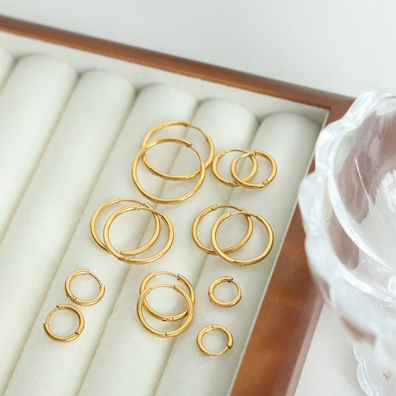 Big Circle Temperament Titanium Steel Gold Personalized Earrings