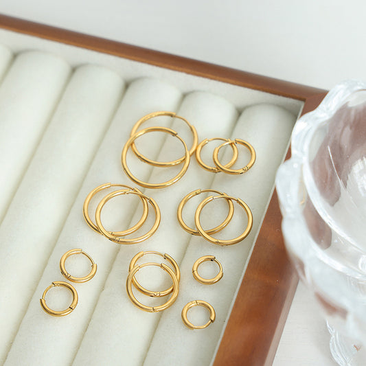 Big Circle Temperament Titanium Steel Gold Personalized Earrings