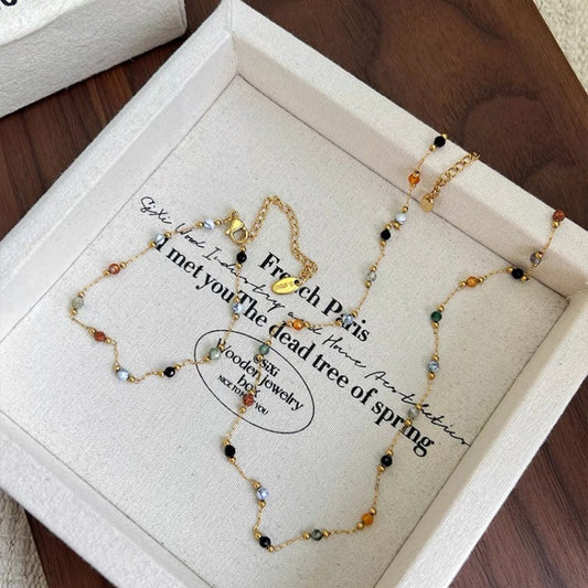 Natural Stone Stitching Spacer Beads Simple Bracelets