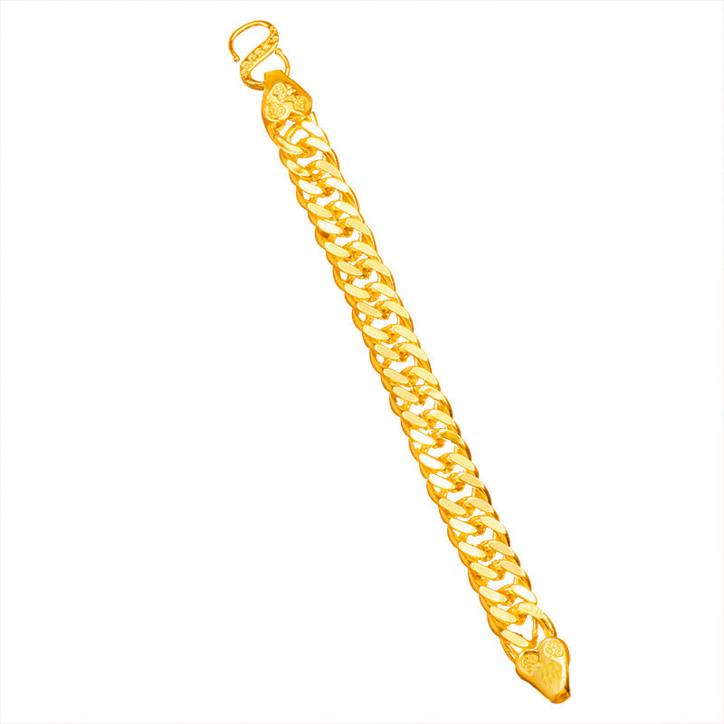 Men's Alluvial Gold Fu Character Pure Copper Gold-plated Simulation Bracelets