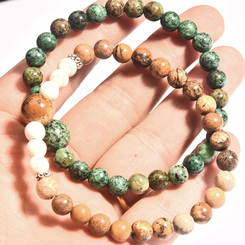 African Turquoise Drawing Stone Yoga Agate Bracelets