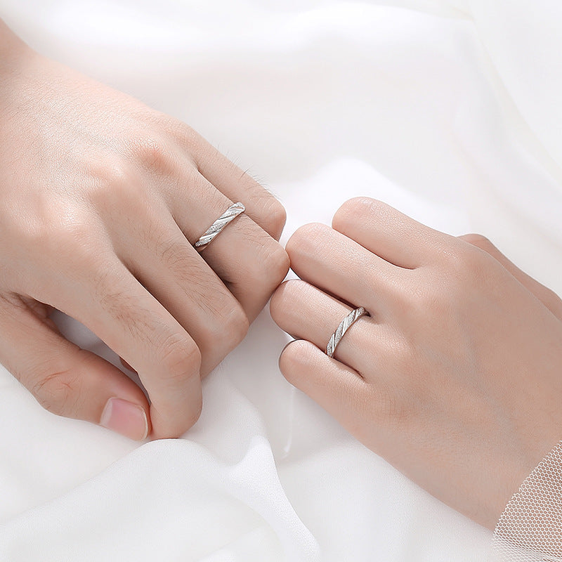 Women's & Men's Couple Fashion Simple Bevel Cut Open Rings