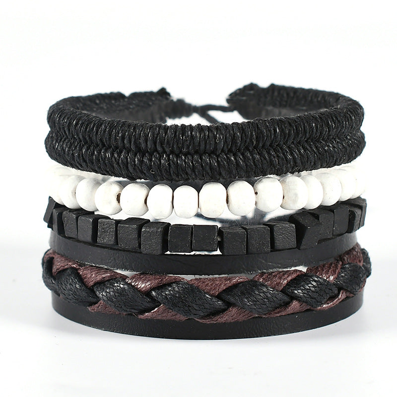 Men's Handmade Ornament Alloy Wings Unisex Black Bracelets
