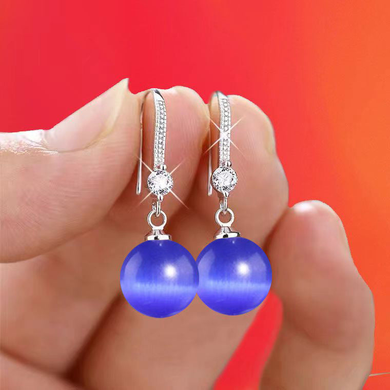 Yellow Red Blue Opal Ear Clip Female Zircon Delicate Earrings