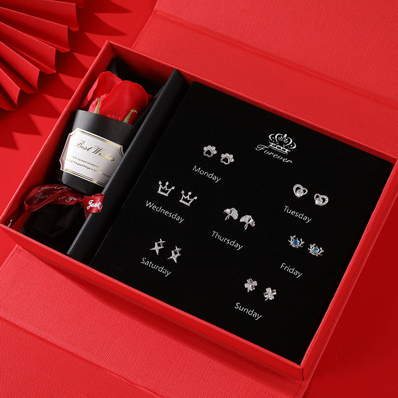 Needle Week Suit Micro Inlaid Zircon Fashion Valentine's Earrings